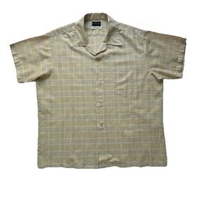 VTG 1960s-70s Wallach's Men's Plaid Button-Down Shirt Perma-Press Dacron Size L